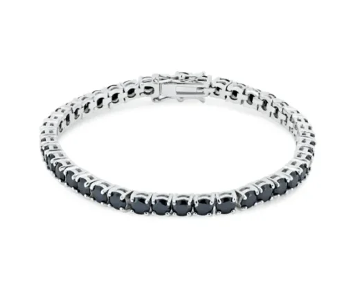 BRACELET TENNIS EN ARGENT RHODIÉ SERTI DpiONYX