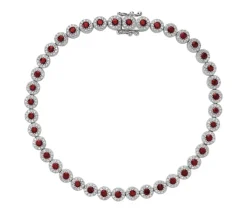 BRACELET TENNIS MARTINI EN OR BLANC SERTI DE RUBIS, ÉMERAUDES OU SAPHIRS ET DIAMANTS