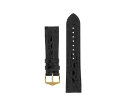 BRAC.MONTRE CUIR NOIR CROCO 18MM