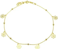 CHAINE DE CHEVILLE EN ARGENT RHODIÉ OU ARGENT/PVD OR AVEC FLEURS