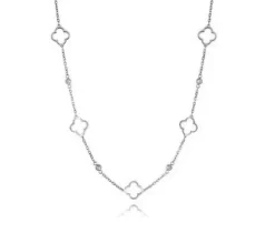 CHAINE EN ACIER AVEC TRÈFLES AJOURÉS ET CUBIQUES ZIRCONIAS