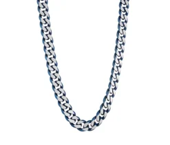 CHAINE EN ACIER/PVD BLEU À MAILLE GOURMETTE