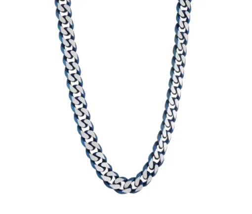 CHAINE EN ACIER/PVD BLEU À MAILLE GOURMETTE