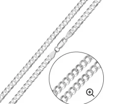 CHAINE EN ARGENT RHODIÉ À MAILLE GOURMETTE