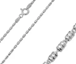 CHAINE EN ARGENT RHODIÉ À MAILLE BÂTONNETS TAILLE DIAMANT