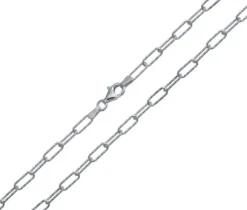 CHAINE EN ARGENT RHODIÉ À MAILLE PAPERCLIP TAILL DIAMANT