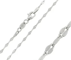 CHAINE EN ARGENT RHODIÉ MAILLE CONFETTI TAILLÉE DIAMANT