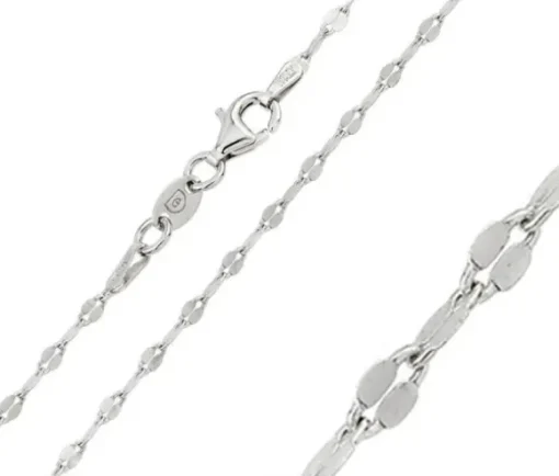 CHAINE EN ARGENT RHODIÉ MAILLE CONFETTI TAILLÉE DIAMANT