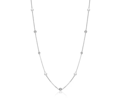 CHAINE EN ARGENT RHODIÉ SERTIE DE PERLES ET DE CUBIQUES ZIRCONIAS