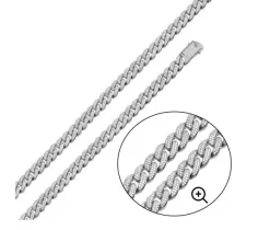 CHAINE EN ARGENT RHODIÉ SERTI DE CUBIQUES ZIRCONIAS