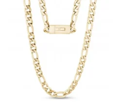 CHAINE FIGARO EN ACIER/PVD OR