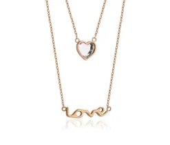 COLLIER ACIER/PVD ROSE COEUR CZ 15.5+2