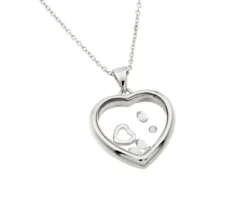 COLLIER COEUR CHOPARD EN ARGENT RHODIÉ SERTI DE PIERRES DE COULEURS VARIÉES