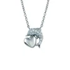COLLIER DAUPHIN/COEUR EN ARGENT RHODIÉ SERTTI DE CUBIQUES ZIRCONIAS