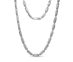 COLLIER EN ACIER À MAILLES PLAQUES ALLONGÉES