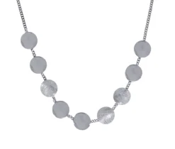 COLLIER EN ARGENT AVEC PLAQUES RONDES ET MAILLE GOURMETTE
