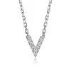 COLLIER EN ARGENT RHODIÉ AVEC V SERTI DE CUBIQUES ZIRCONIAS