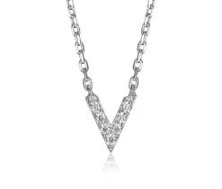 COLLIER EN ARGENT RHODIÉ AVEC V SERTI DE CUBIQUES ZIRCONIAS