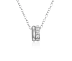 COLLIER EN ARGENT RHODIÉ BILLOT SERTI DE CUBIQUES ZIRCONIAS