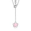 COLLIER EN ARGENT RHODIÉ SERTI DpiUN QUARTZ ROSE ET DE CUBIQUES ZIRCONIAS