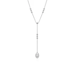 COLLIER EN ARGENT RHODIÉ SERTI DpiUNE PERLE EAU DOUCE