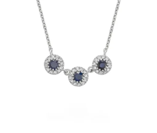 COLLIER EN OR BLANC SERTI DE SAPHIRS, RUBIS OU ÉMERAUDES ET DE DIAMANTS