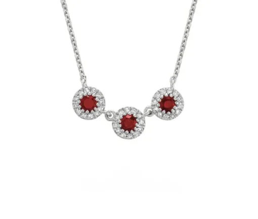 COLLIER EN OR BLANC SERTI DE SAPHIRS, RUBIS OU ÉMERAUDES ET DE DIAMANTS