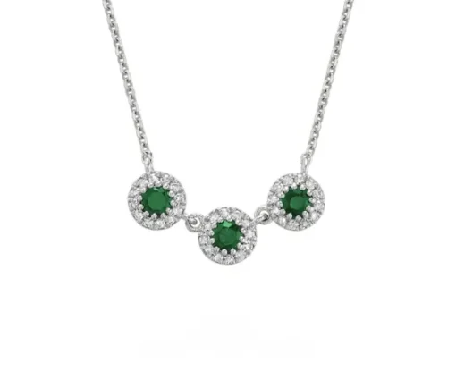 COLLIER EN OR BLANC SERTI DE SAPHIRS, RUBIS OU ÉMERAUDES ET DE DIAMANTS