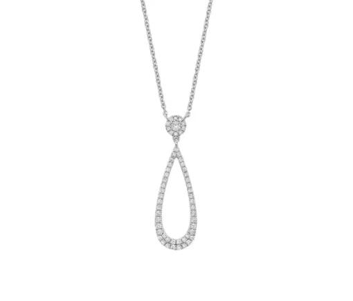 COLLIER EN OR 14K BLANC SERTI DE DIAMANTS
