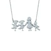 COLLIER FAMILLE (MAMAN ET SON GARÇON ET SES 2 FILLES) EN ARGENT RHODIÉ SERTI DE CUBIQUES ZIRCONIAS