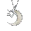 COLLIER LUNE/ÉTOILE EN ARGENT RHODIÉ SERTI DE NACRE DE PERLE ET DE CUBIQUES ZIRCONIAS