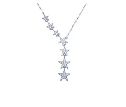COLLIER TOMBÉE DpiÉTOILES EN ARGENT RHODIÉ OU PVD OR SERTI DE CUBIQUES ZIRCONIAS