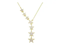 COLLIER TOMBÉE DpiÉTOILES EN ARGENT RHODIÉ OU PVD OR SERTI DE CUBIQUES ZIRCONIAS