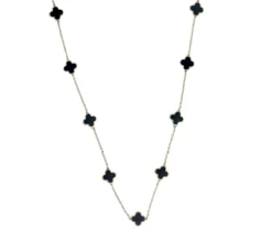 COLLIER TRÈFLES EN OR JAUNE SERTI DE PIERRES DE COULEURS VARIÉES