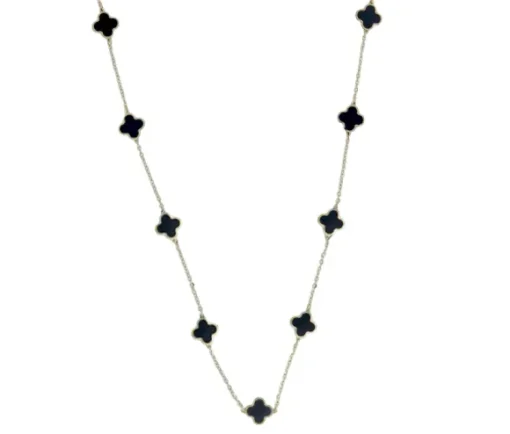 COLLIER TRÈFLES EN OR JAUNE SERTI DE PIERRES DE COULEURS VARIÉES