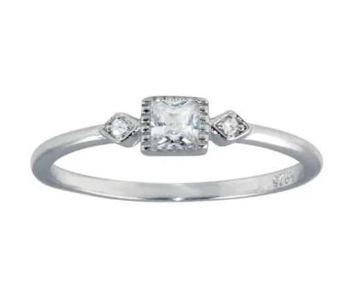 DÉLICATE BAGUE EN ARGENT RHODIÉ SERTIE DE CUBIQUES ZIRCONIAS