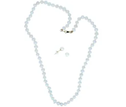 ENSEMBLE COLLIER/BOUCLES EN OR SERTIS DE PERLES DpiEAU DOUCE
