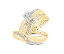 ENSEMBLE DpiALLIANCES 3 MORCEAUX EN OR 2 TONS OU BLANC SERTIES DE DIAMANTS