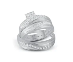 ENSEMBLE DpiALLIANCES 3 PIÈCES EN OR 2 TONS OU TOUT BLANC SERTIES DE DIAMANTS