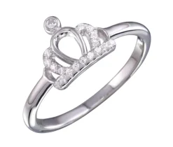 JOLIE BAGUE EN ARGENT RHODIÉ STYLE COURONNE SERTIE DE CUBIQUES ZIRCONIAS