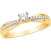 JOLIE BAGUE EN OR 10K 2 TONS SERTIE DE DIAMANTS