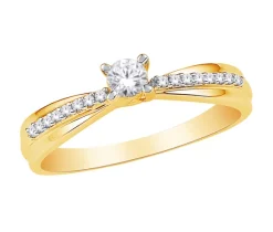JOLIE BAGUE EN OR 10K 2 TONS SERTIE DE DIAMANTS