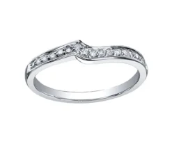JONC CONTOUR EN OR 14K BLANC SERTI DE DIAMANTS