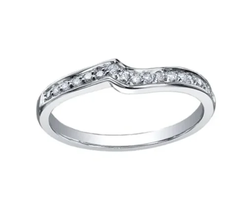 JONC CONTOUR EN OR 14K BLANC SERTI DE DIAMANTS