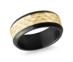 JONC EN CÉRAMIQUE NOIRE ET OR 14K