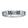JONC EN OR BLANC SERTI DE DIAMANTS BLEUS ET BLANCS
