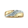 JONC EN OR 10K 2 TONS SERTI DE DIAMANTS