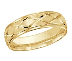 JONC EN OR 10K AVEC TAILLE DIAMANT À MOTIF EN X