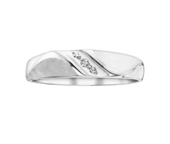 JONC EN OR 10K BLANC SERTI DpiUN DIAMANT