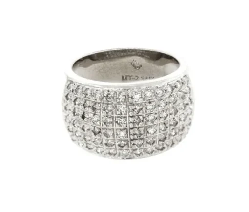 JONC EN OR 14K BLANC SERTIE DE DIAMANTS